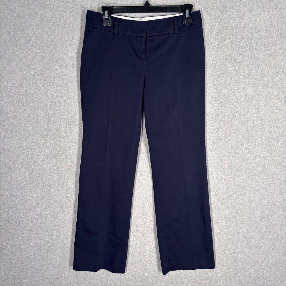 Y2K Ann Taylor Bootcut Super Low Rise Dress Pants Trouser 0P Navy Cotton Stretch